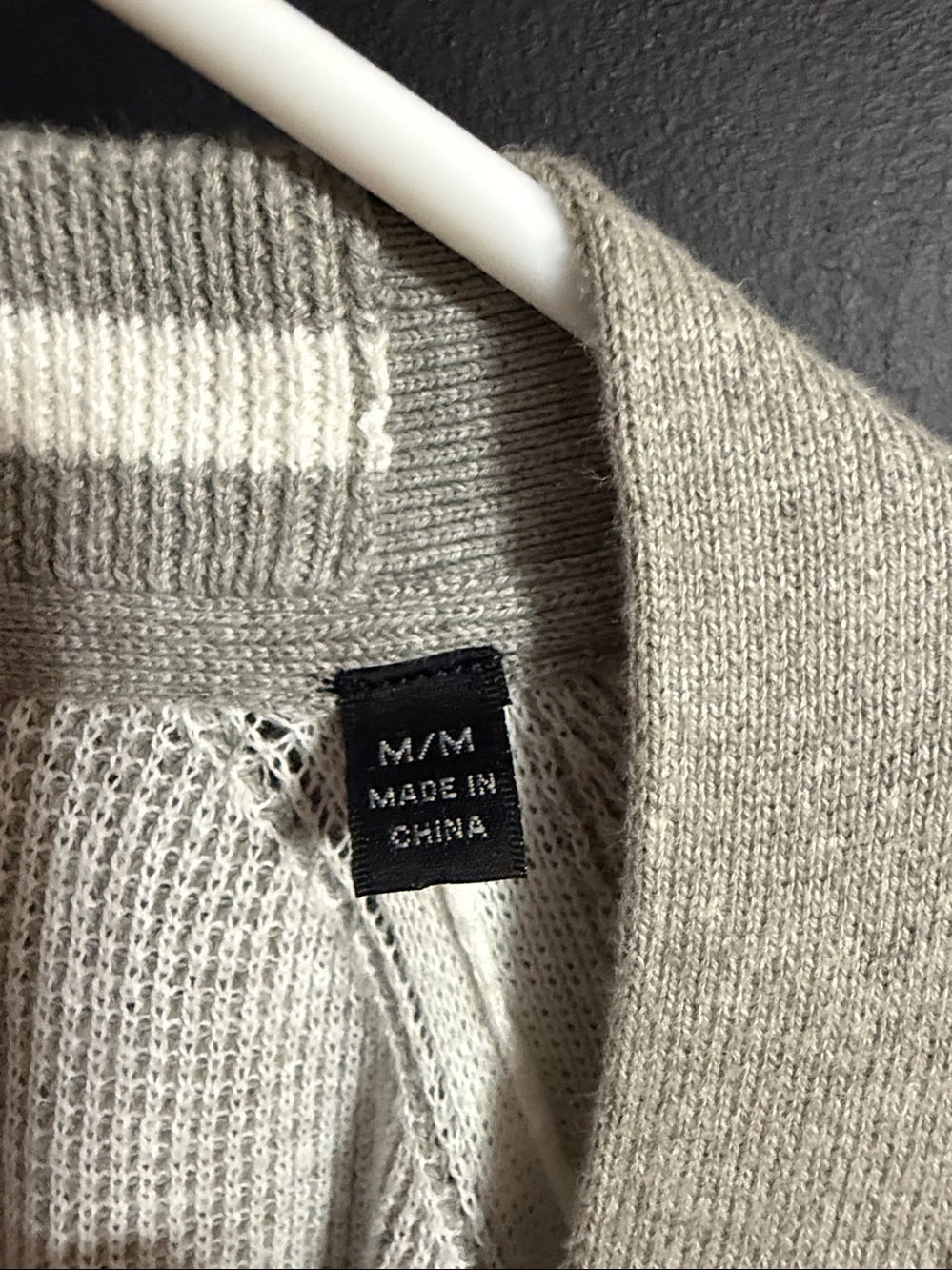 ATM Gray & White Waffle Knit Raglan Sleeve Button-Down Schoolboy Cardigan Size M - Picture 5 of 6